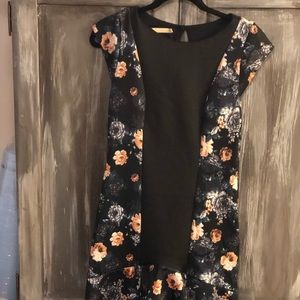 Black and flowery cocktail dress